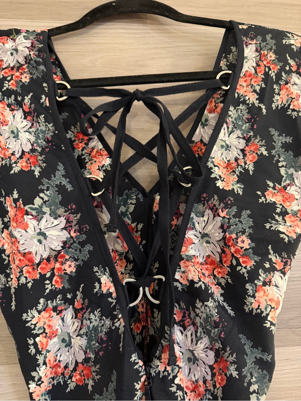 Topshop Nordstrom floral ruffle lace-up back splice d-ring maxi dress Size 4 - Picture 6 of 14
